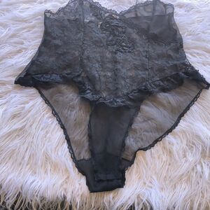 Victoria secret black lace plunge teddy